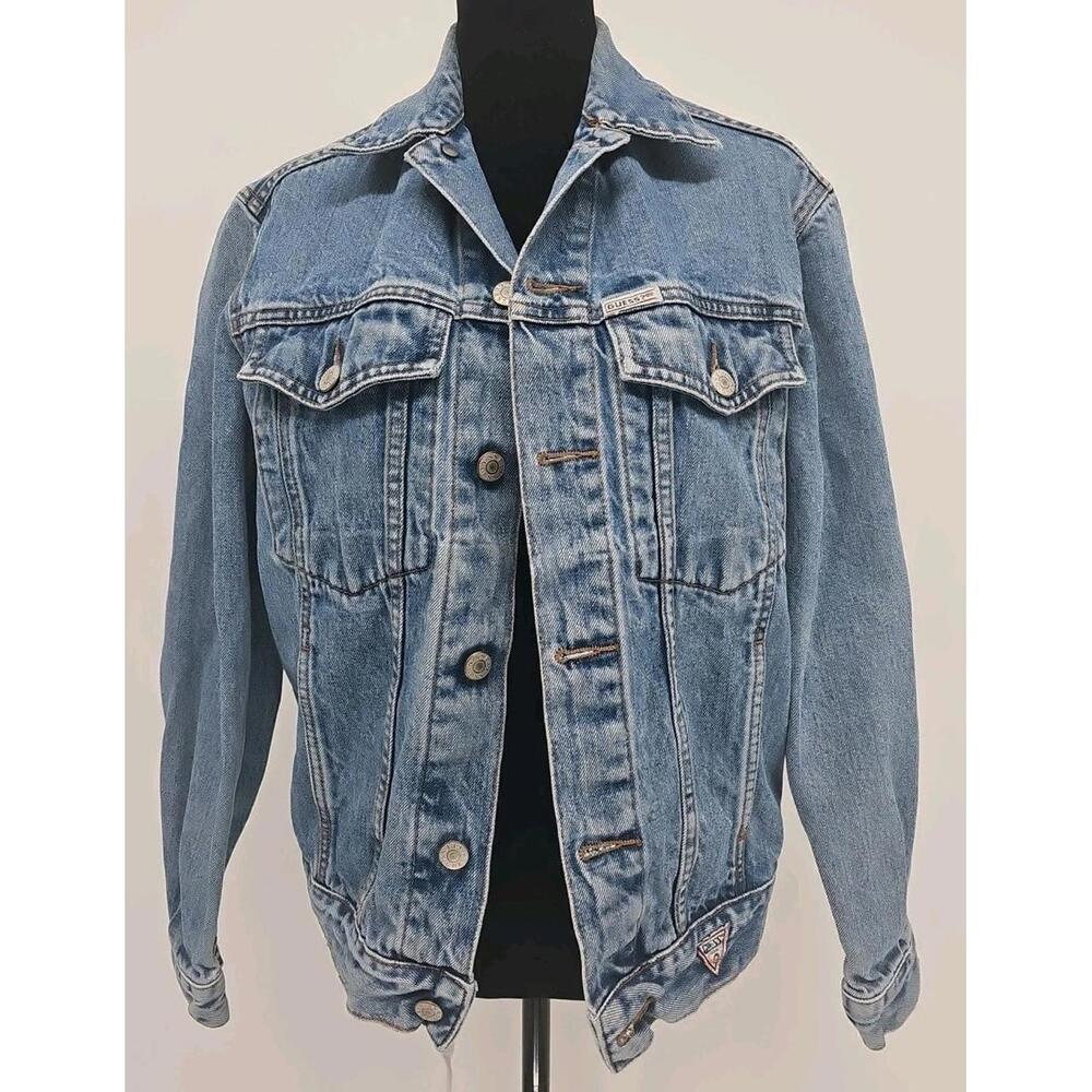 Vintage Guess‎ Denim Jean Trucker Jacket  Small USA Made Type III Style 10807